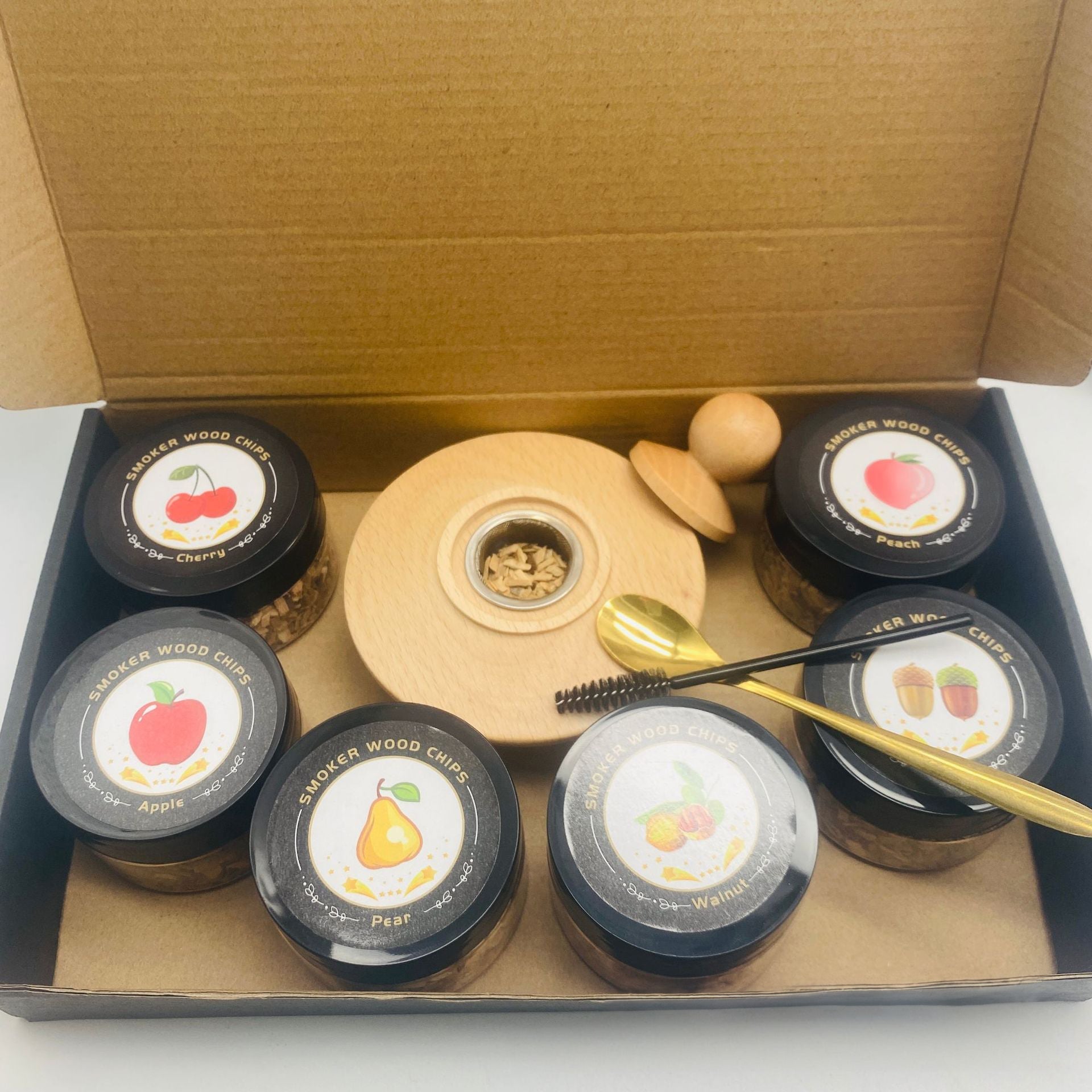 Solid wood wine barrel smoker bar whiskey seasoning tool smoked wine barrel set