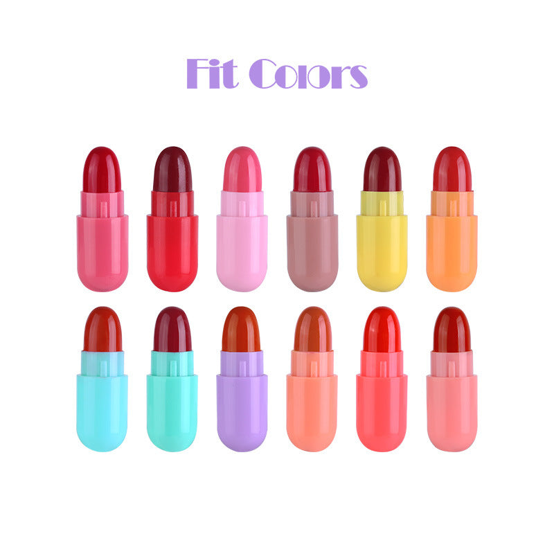 Fit Colors 12 Colors Mini Pill Matte Lipstick Velvet Matte Portable Pill Capsule Lipstick