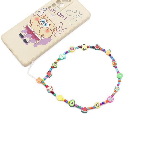 New Soft Ceramic Color Mix And Match Fruit Smiley Beaded Letters To Prevent Mobile Phone Chain Necklace