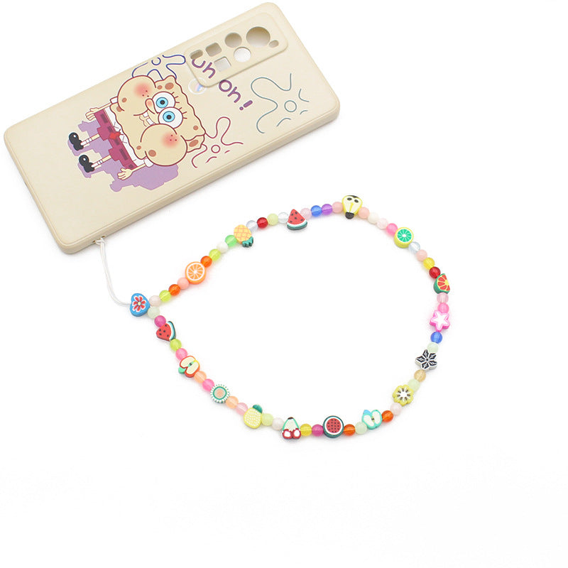 New Soft Ceramic Color Mix And Match Fruit Smiley Beaded Letters To Prevent Mobile Phone Chain Necklace