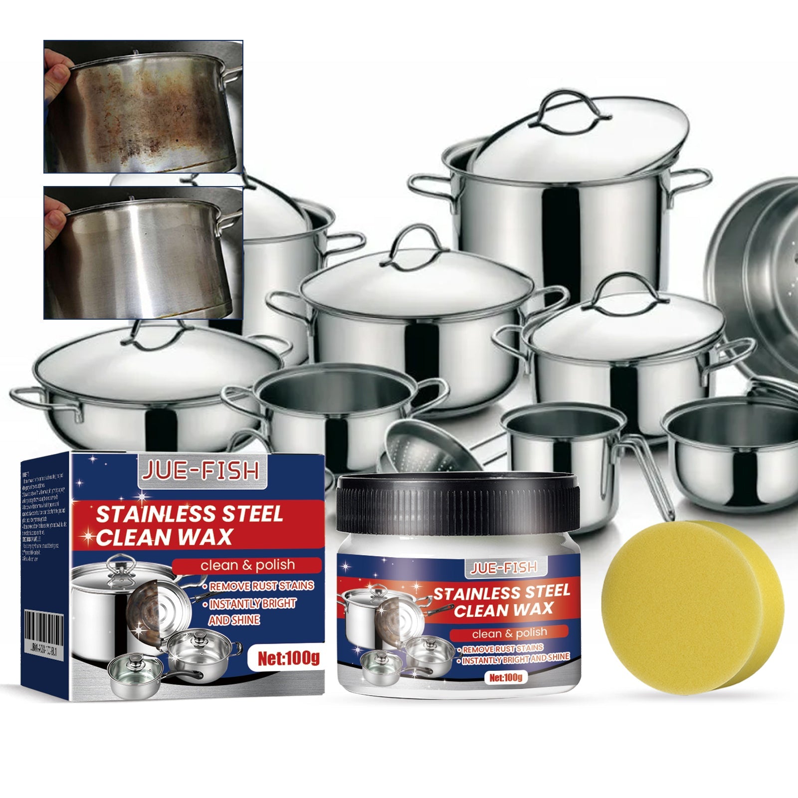 Stainless Steel Cleaning Cream, Kitchen Utensils, Pots And Pans, Cooktops, Heavy Oil, Rust Removal, Cleaning And Descaling Paste