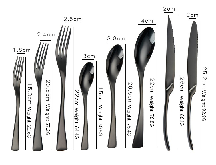 Portugal Titanium Black Stainless Steel Western Cutlery Set for Hotel and Restaurant Knife Fork Spoon Suite Factory Wholesale