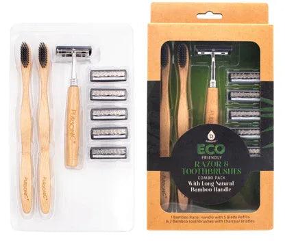 Eco Friendly Razor & Toothbrushes Combo Pack - Gifts for You 'n Me