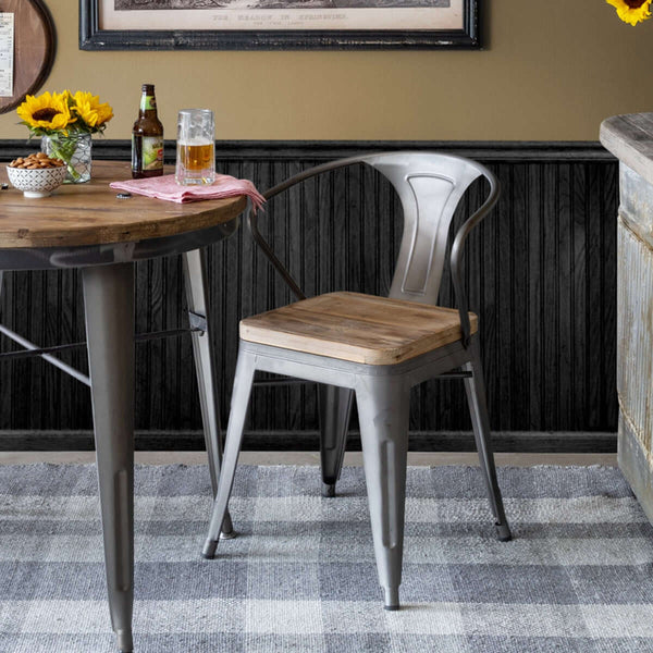 Rustic Industrial Dining Chair with Reclaimed Wood and Metal Frame
