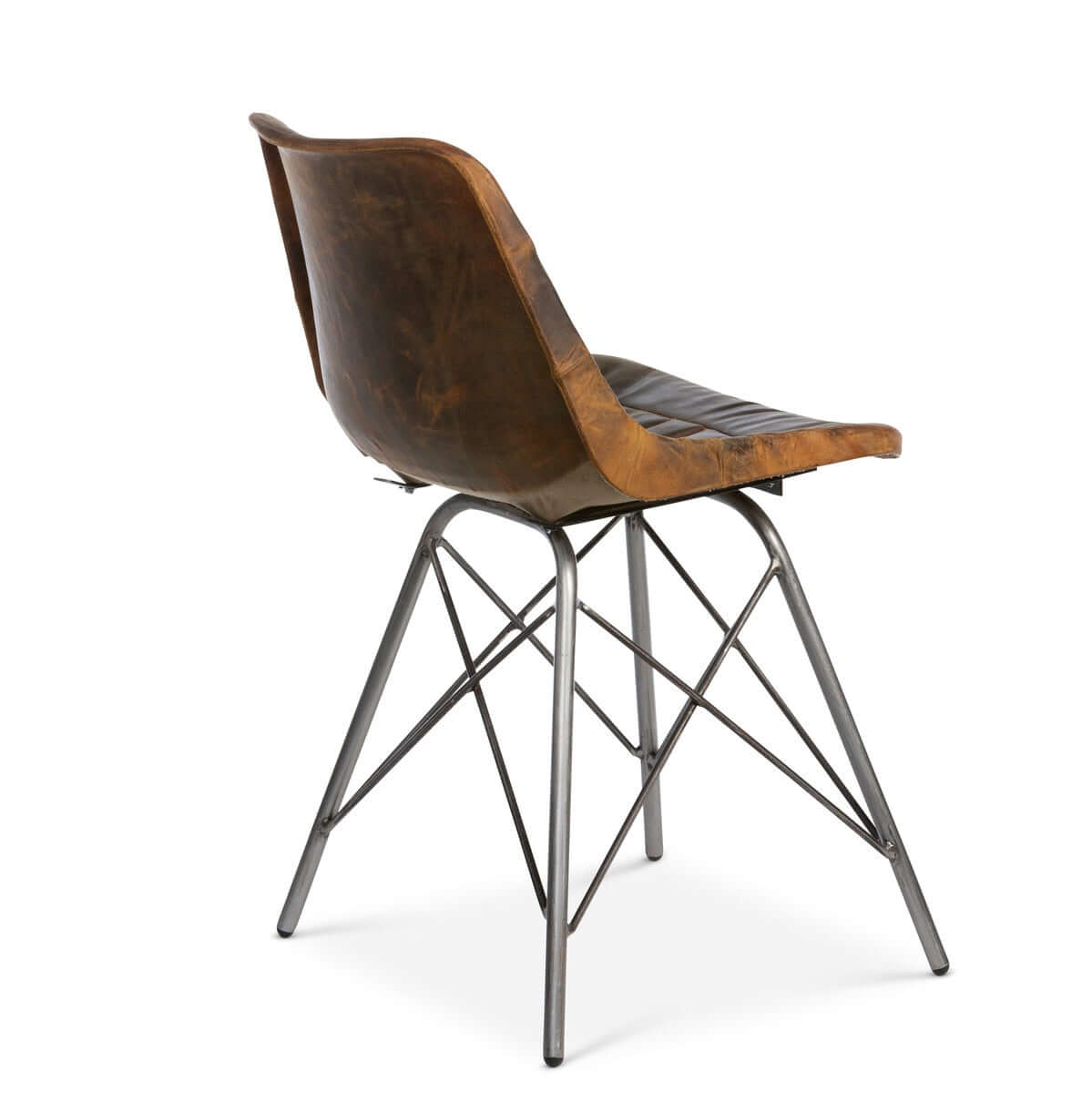 Vintage Industrial Desk Chair with Aged Leather and Metal Legs