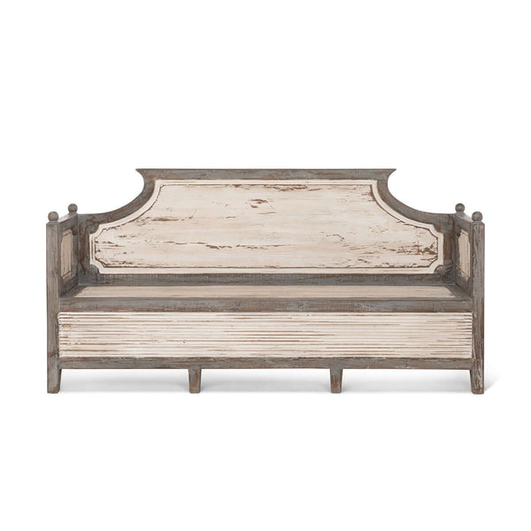 Antique Distressed Wood French Country Bench