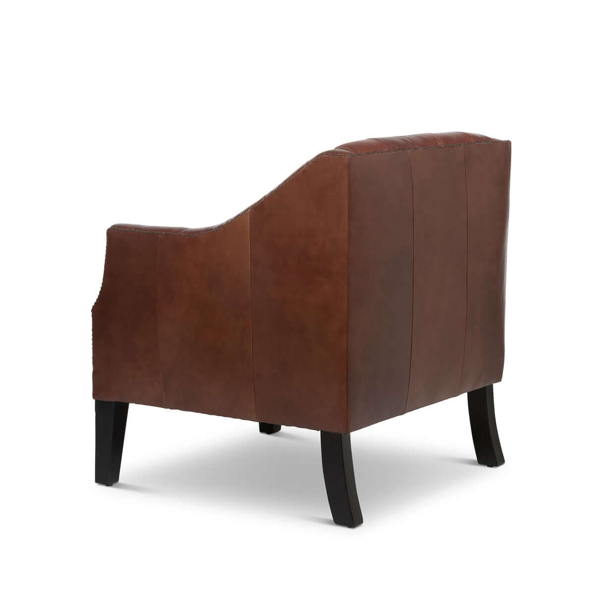 Tufted Leather Club Chair in Cordovan Brown with Nailhead Trim