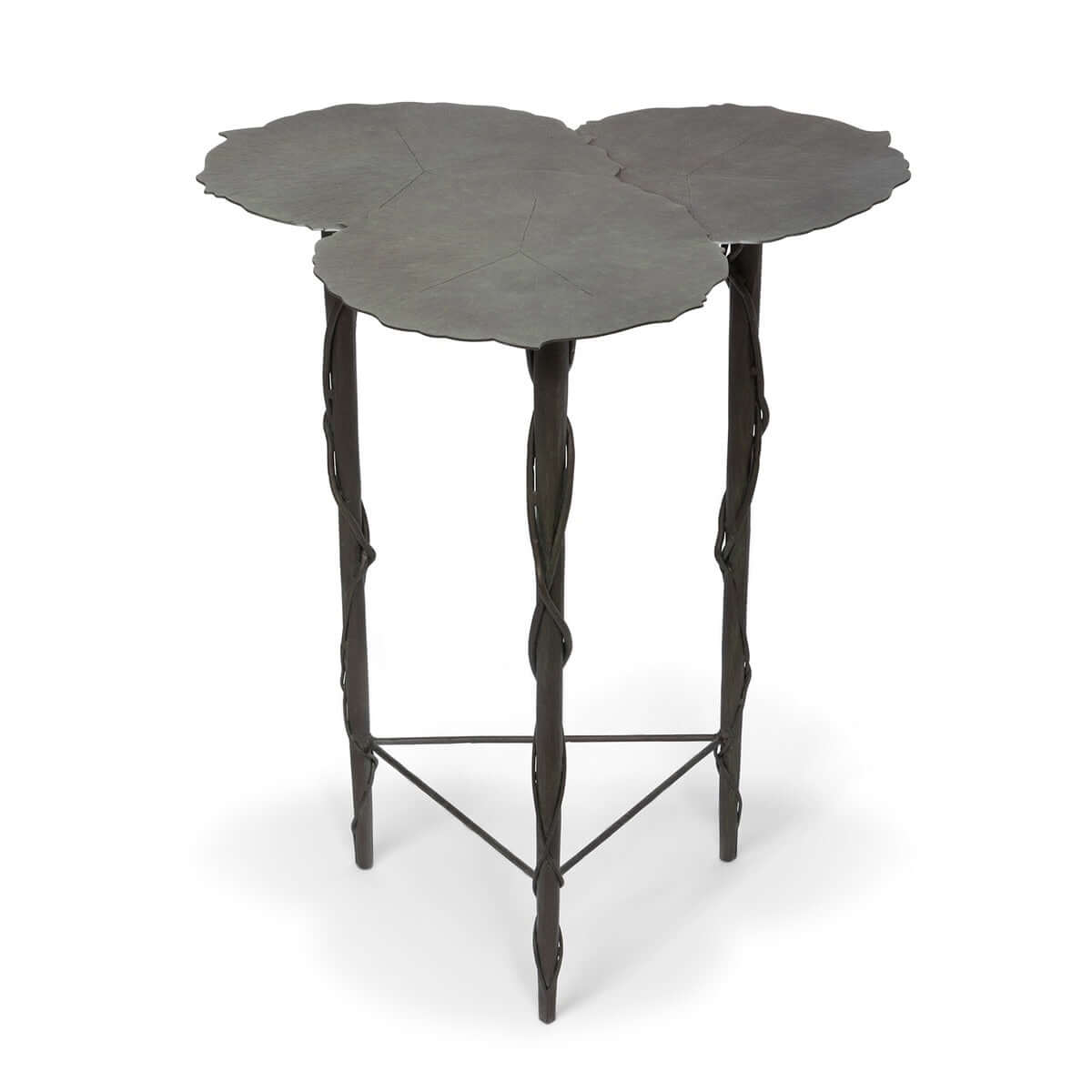 Lily Pad Side Table – Outdoor Iron Accent with Aged Patina