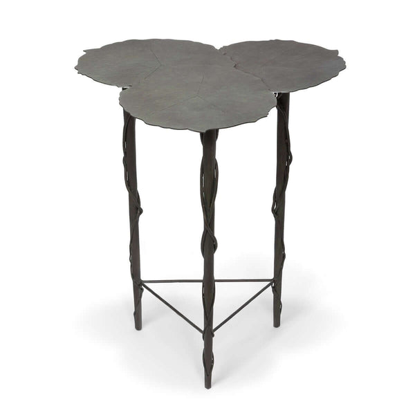 Lily Pad Side Table – Outdoor Iron Accent with Aged Patina