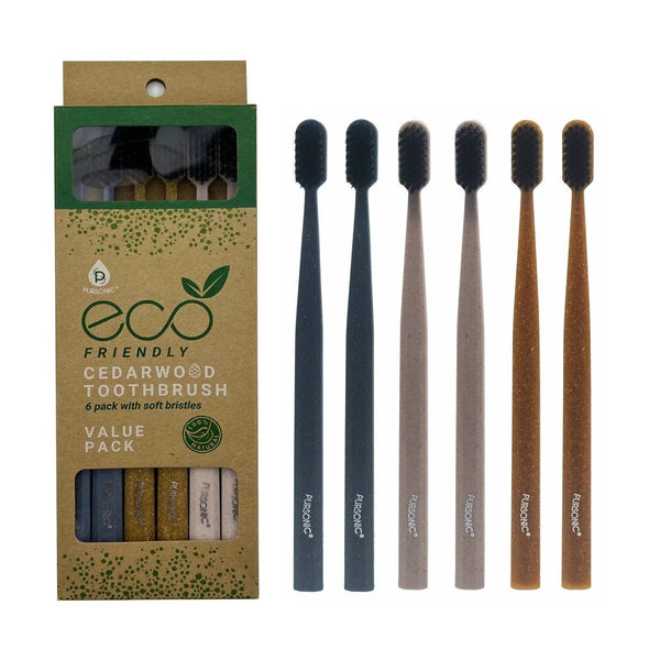 100% Eco-friendly Cedarwood Toothbrushes (6 Pack) - Gifts for You 'n Me