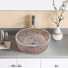 Silver Latte Travertine Natural Stone Vessel Sink Filled and Polished (D)16