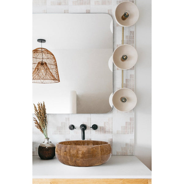 Noce Brown Travertine Natural Stone Vessel Sink Polished (D)16