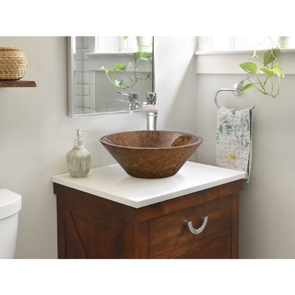 Noce Brown Travertine V-Shape Tapered Sink Polished (D)16