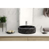 Toros Black Marble Vessel Bathroom Sink Bowl Polished Interior and Combed/Rough Exterior (D)16