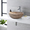 Valencia Beige Travertine Natural Stone Vessel Sink Filled and Polished (D)16
