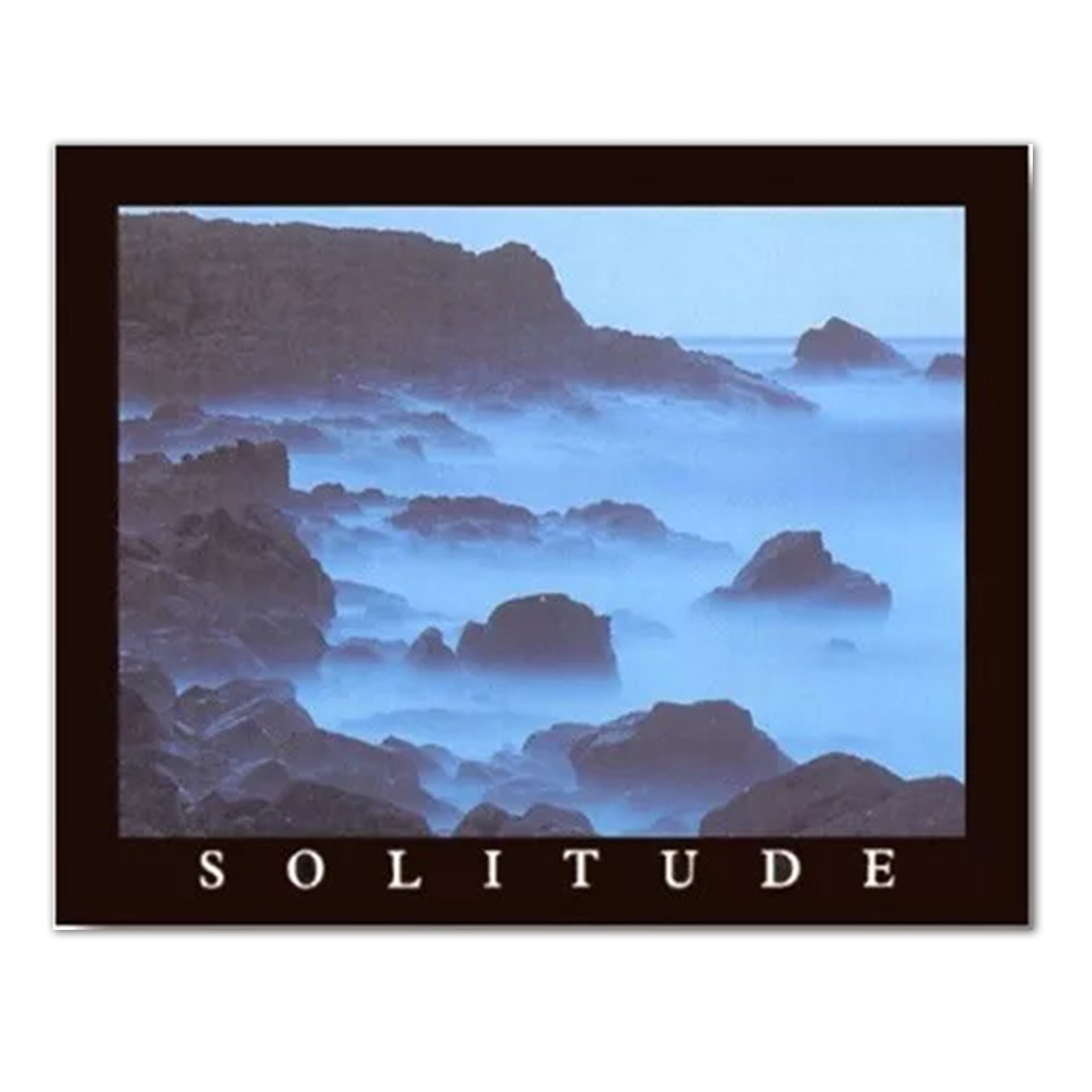 Ocean Waves Art Print – Solitude Rocky Shore Coastal Wall Art 16x20 Ready to Frame