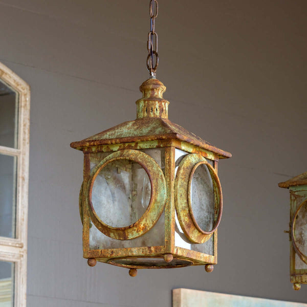 Aged Metal Lantern Pendant – Rustic Coastal Light