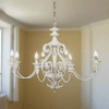 Rustic French Country Chandelier with Gold Leaf Accents