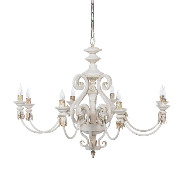 Rustic French Country Chandelier with Gold Leaf Accents