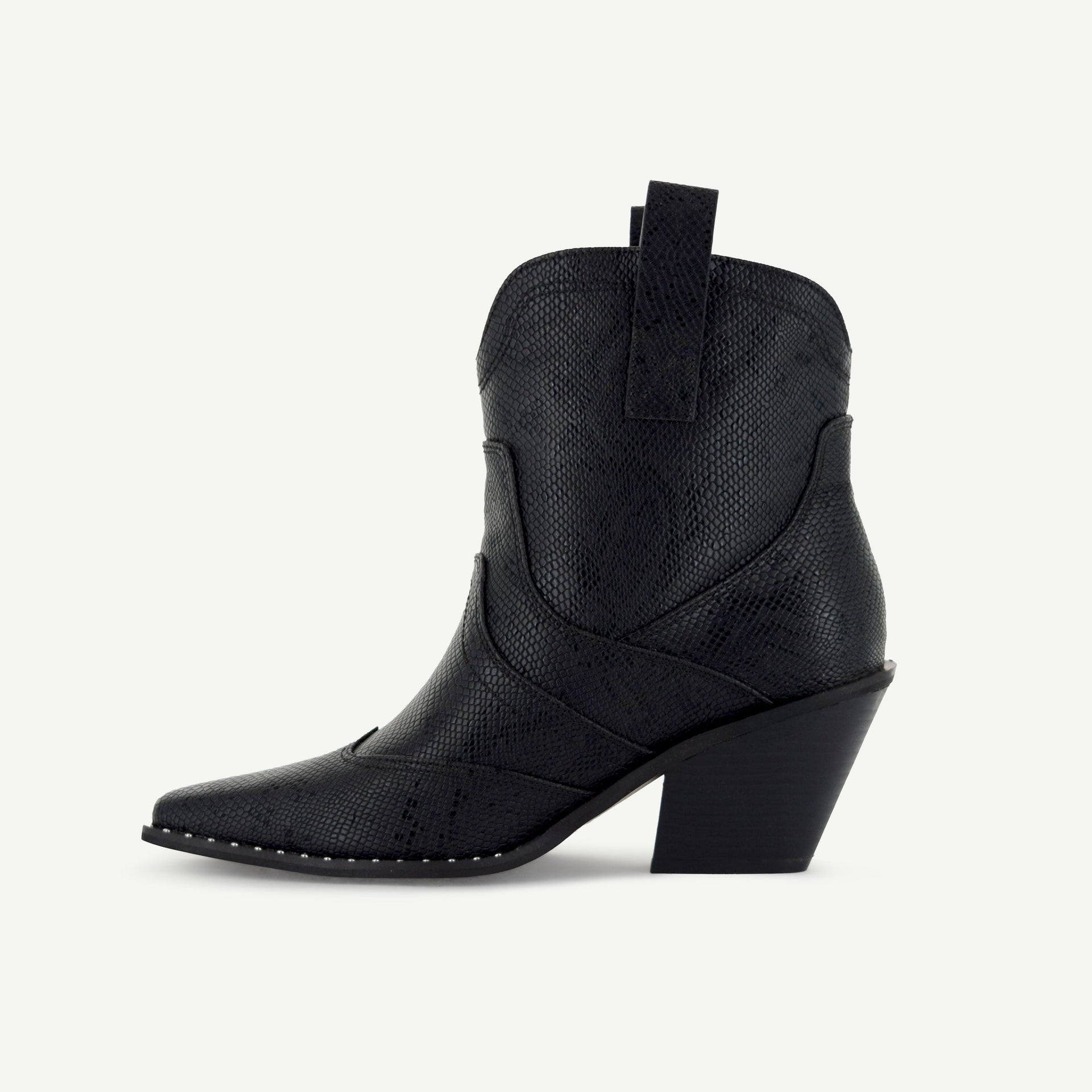 Isabel: Western Bootie - Black Snake
