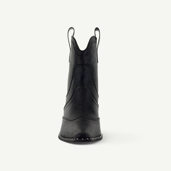 Isabel: Western Bootie - Black Snake
