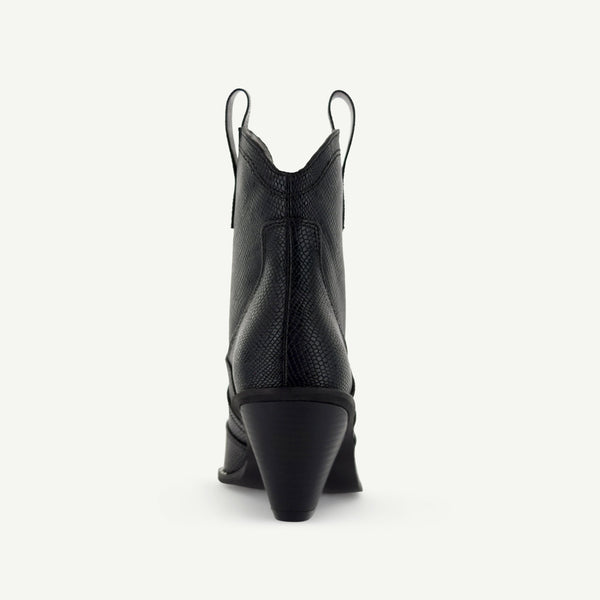 Isabel: Western Bootie - Black Snake