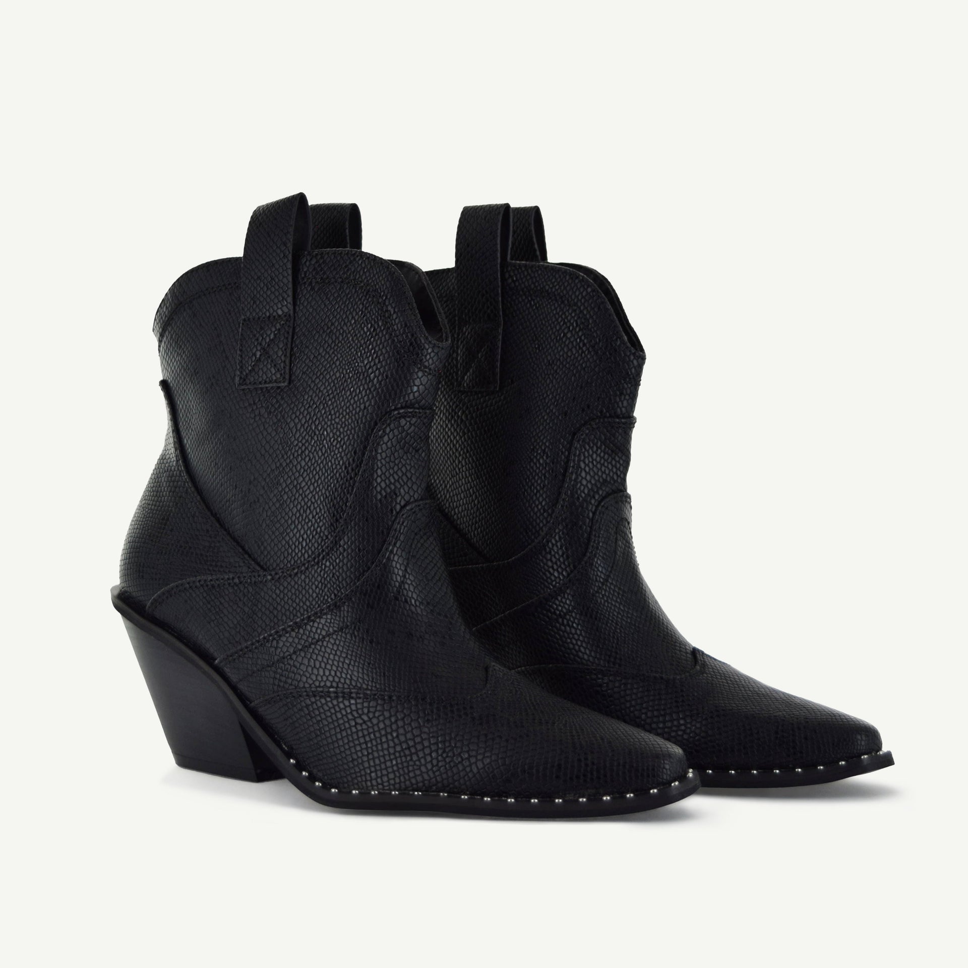 Isabel: Western Bootie - Black Snake