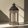Vintage Rustic Wooden Lantern for Farmhouse and Cottage Decor