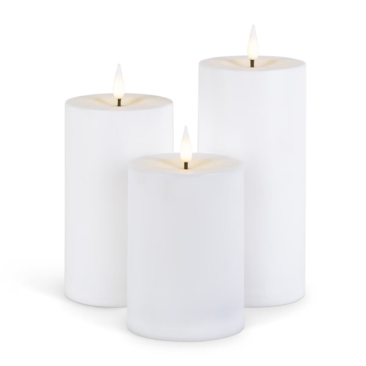 Indoor/Outdoor Flameless Pillar Candles with Remote, Set of 3