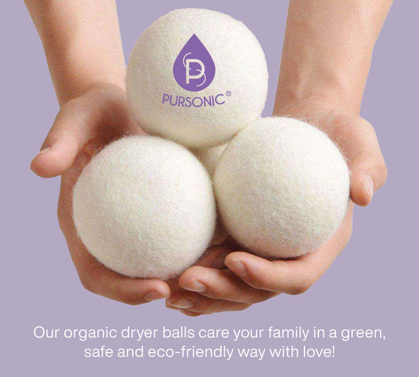 Wool Dryer Balls Bundle - Reusable Laundry Balls Made from Pure New Zealand Wool - Includes Lavender & Peppermint Oils - Gifts for You 'n Me