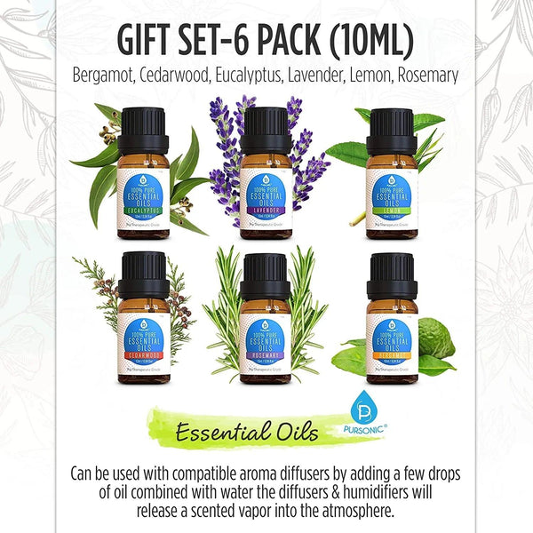6 Pack of 100% Pure Essential Aromatherapy Oils - Gifts for You 'n Me