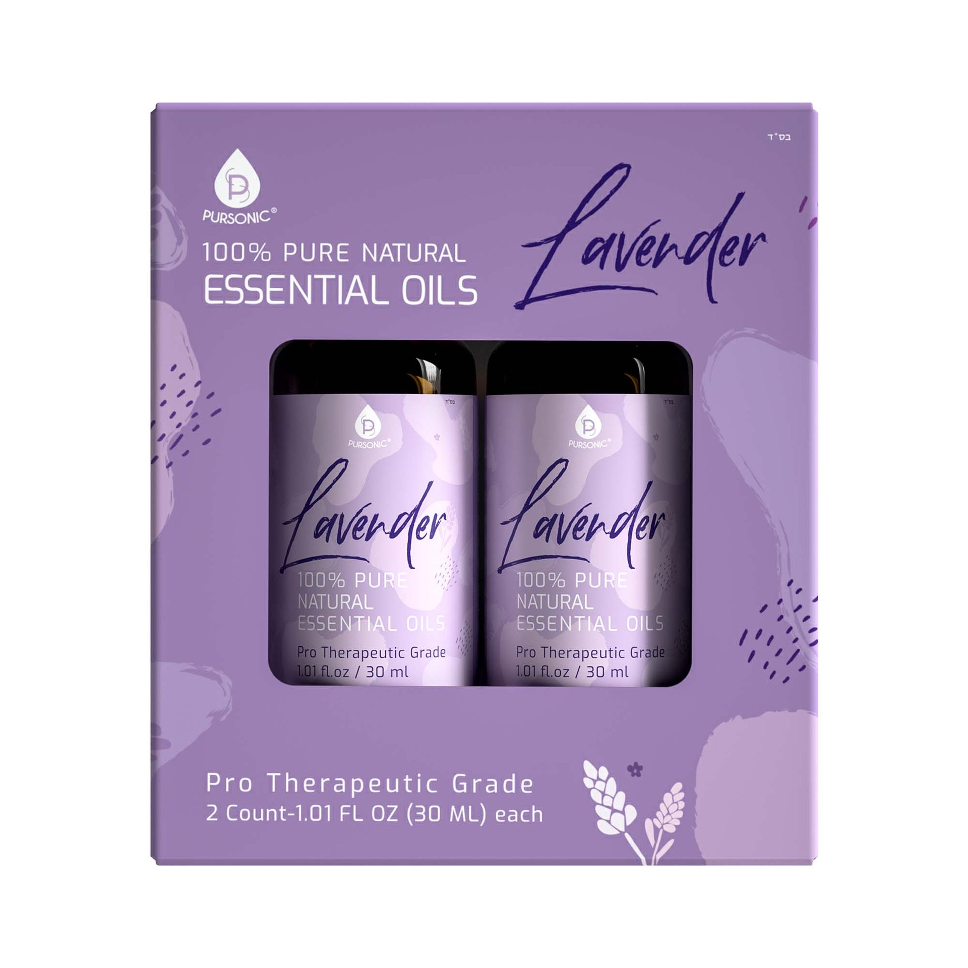 Pursonic 100% Natural Lavender Essential Oils, Pro Therapeutic Grade - 2 Count 30ML Each