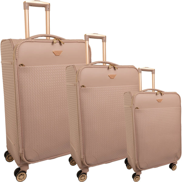 Ellen Tracy 3 PC Soft Sided Woven Faux Leather Luggage Set – 21