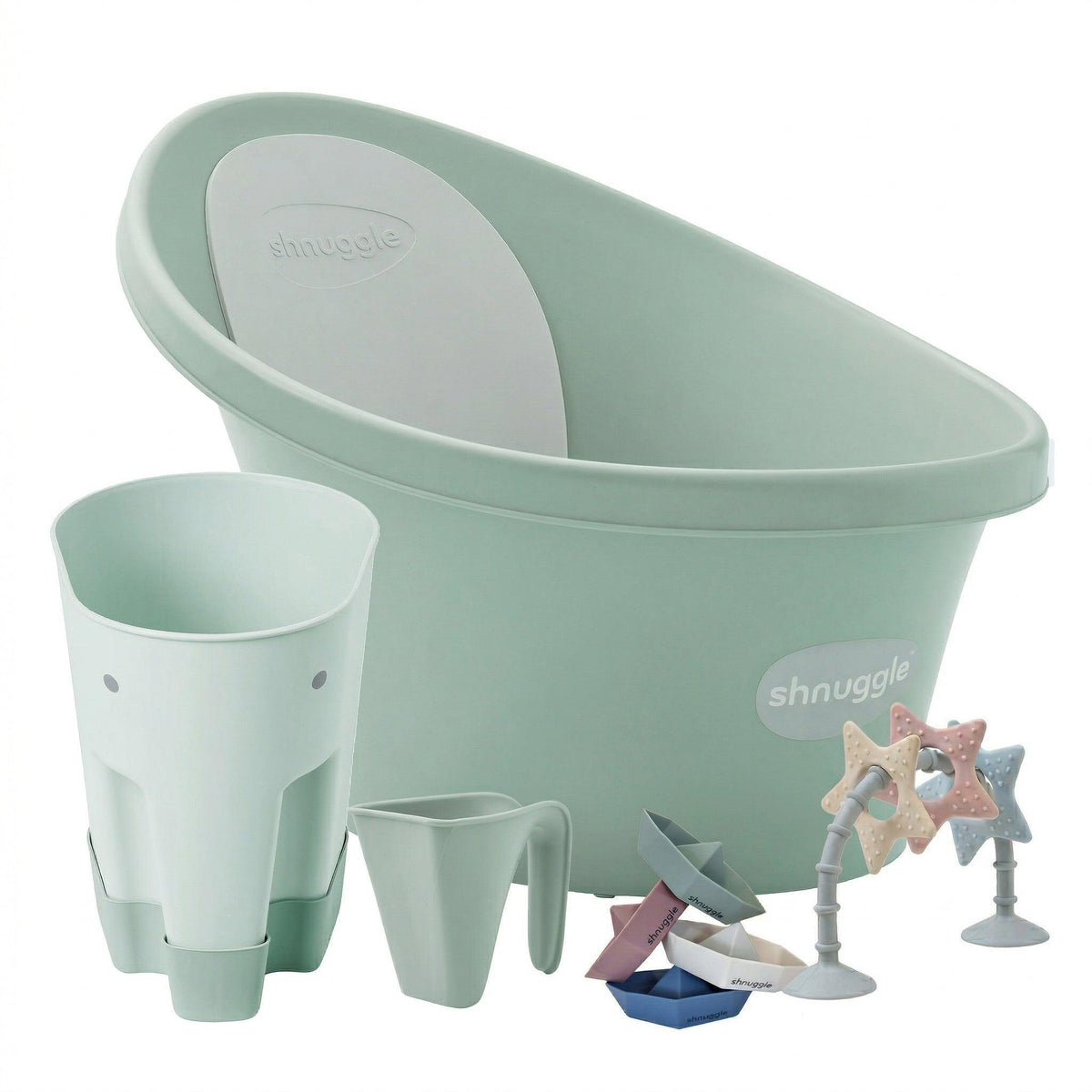 Shnuggle Newborn Bundle: Baby Bath & Accessories Bundle - 5-Piece Set | Cozy Support, Easy Cleanup & Sensory Fun