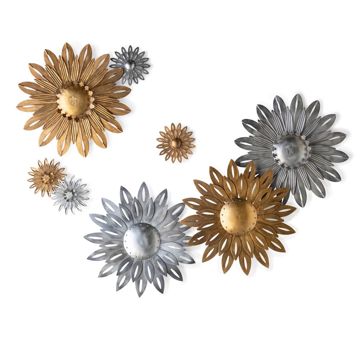 Aged Nickel Wall Dahlia, Large