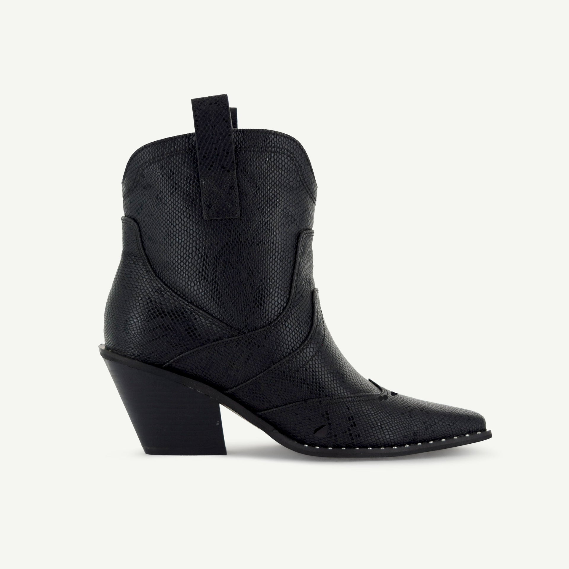 Isabel: Western Bootie - Black Snake