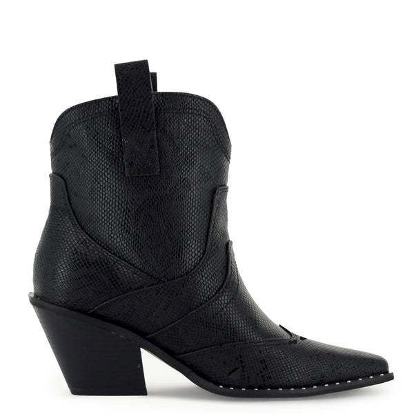 Isabel: Western Bootie - Black Snake