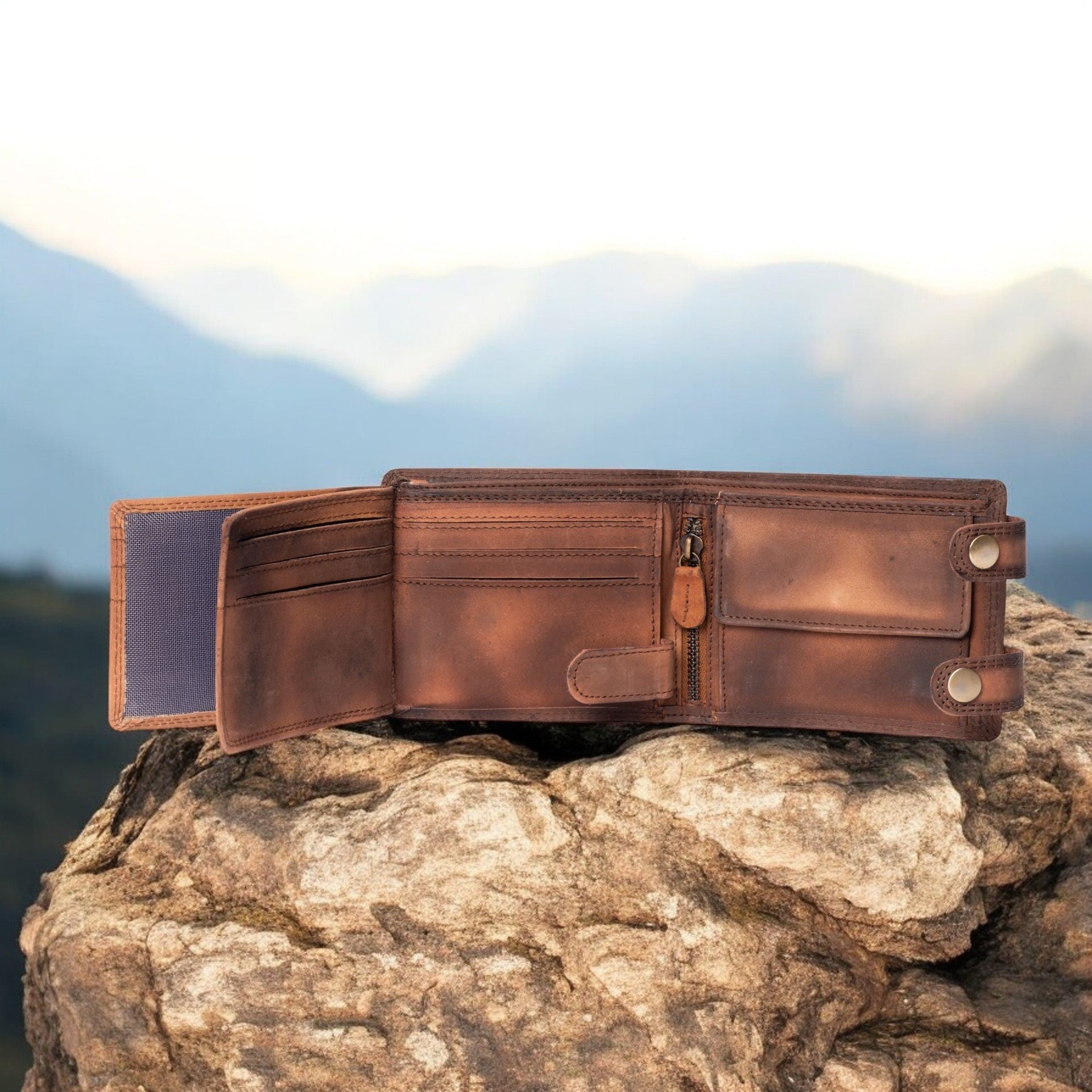 Eagle's Crest Wallet - Black Full Grain Distressed Leather Wallet NAB Leather