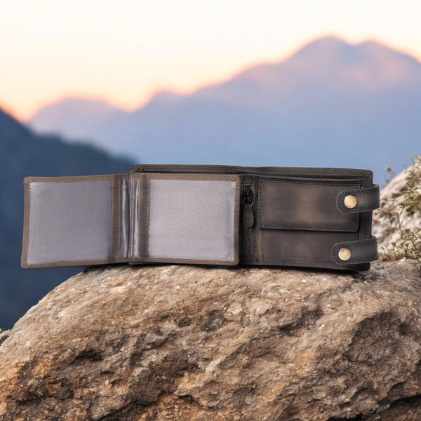 Eagle's Crest Wallet - Black Full Grain Distressed Leather Wallet NAB Leather