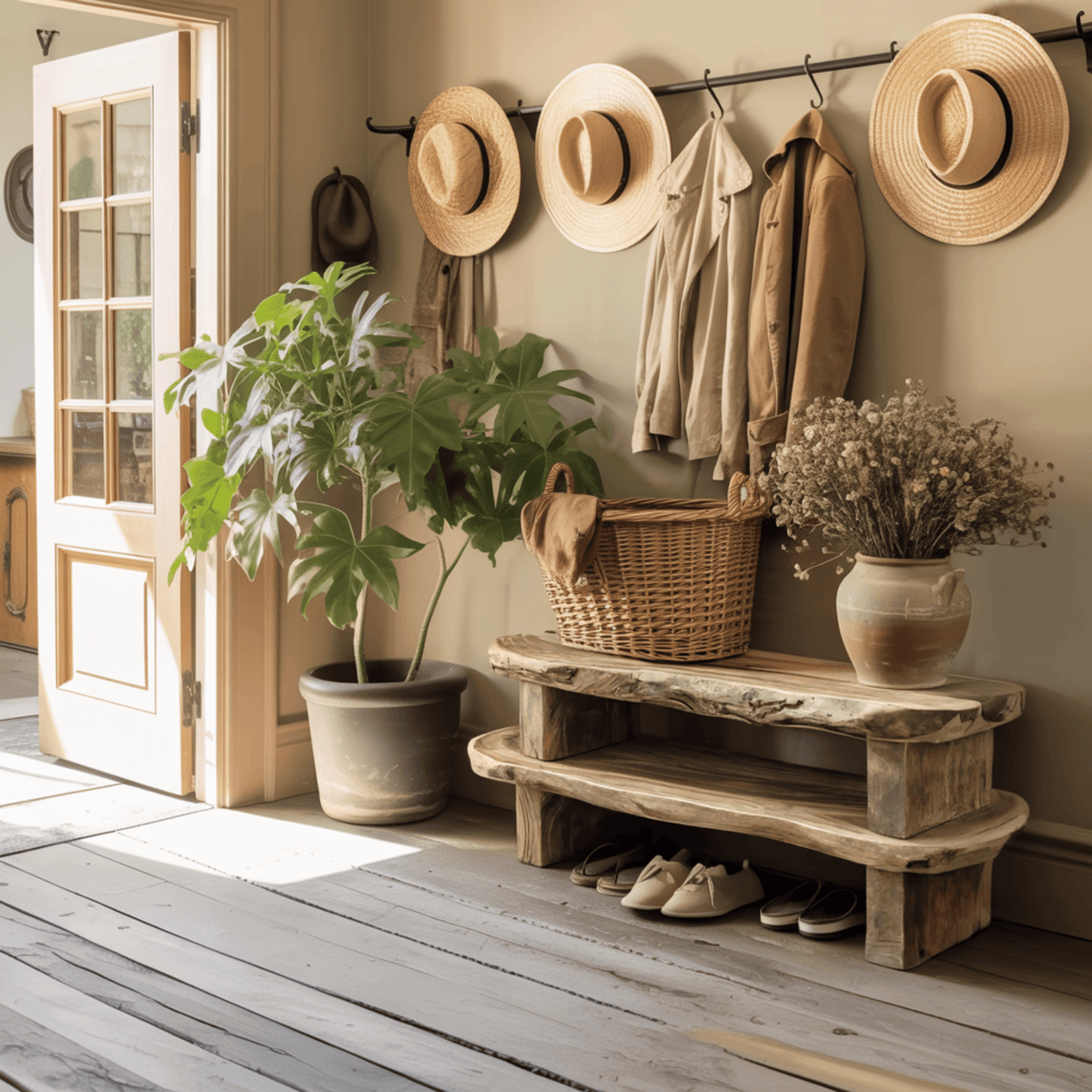 Earthline Live Edge Solid Wood Shoe Rack