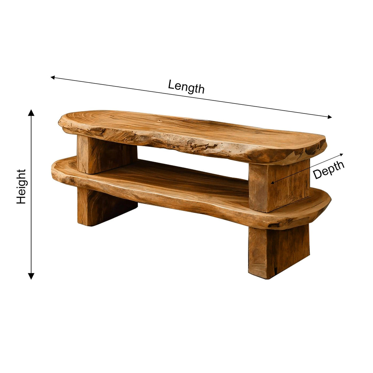 Earthline Live Edge Solid Wood Shoe Rack