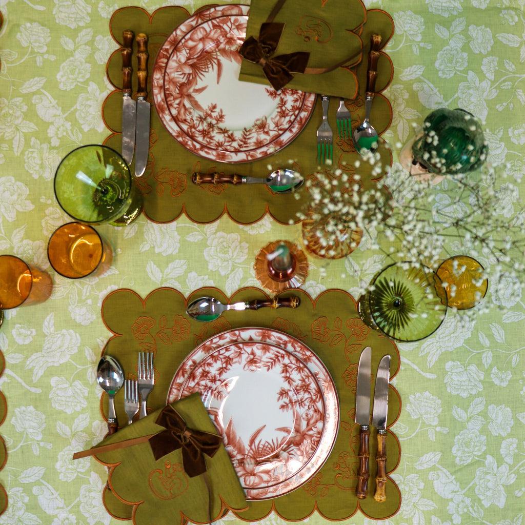 Eden Flora Parlour Premium Linen Tablecloth