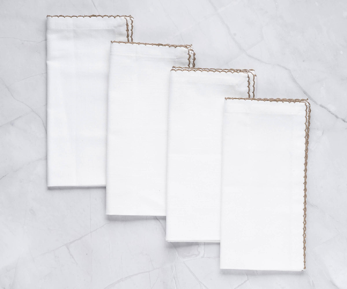 Cloth Napkins - Wedding Napkins - Shell Edge Napkin