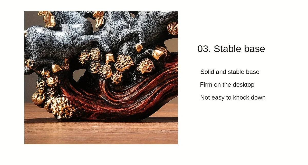 Eight Galloping Horses Resin Sculpture Decorative Table Accent