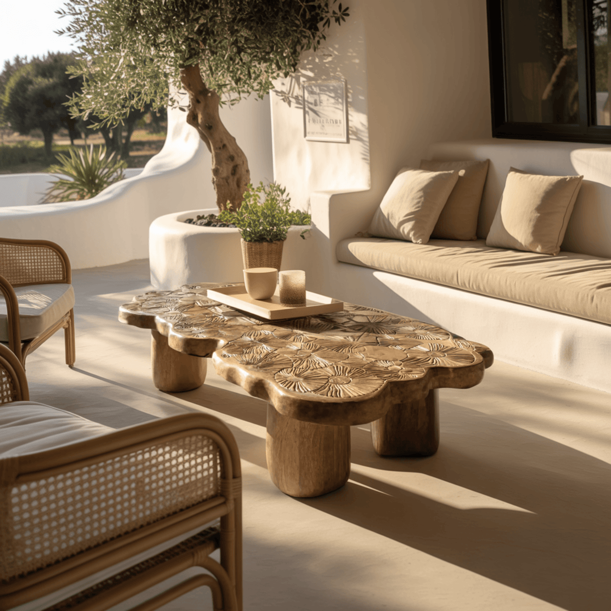 Elara Bloom Solid Wood Coffee Table