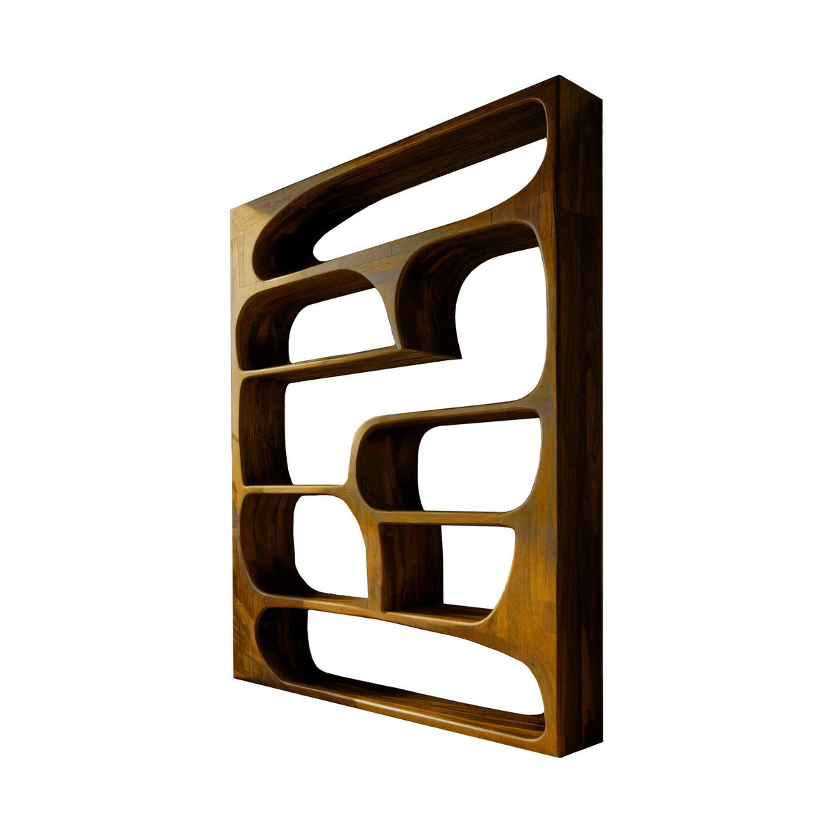 Elara Sculptural Organic Solid Wood Bookshelf