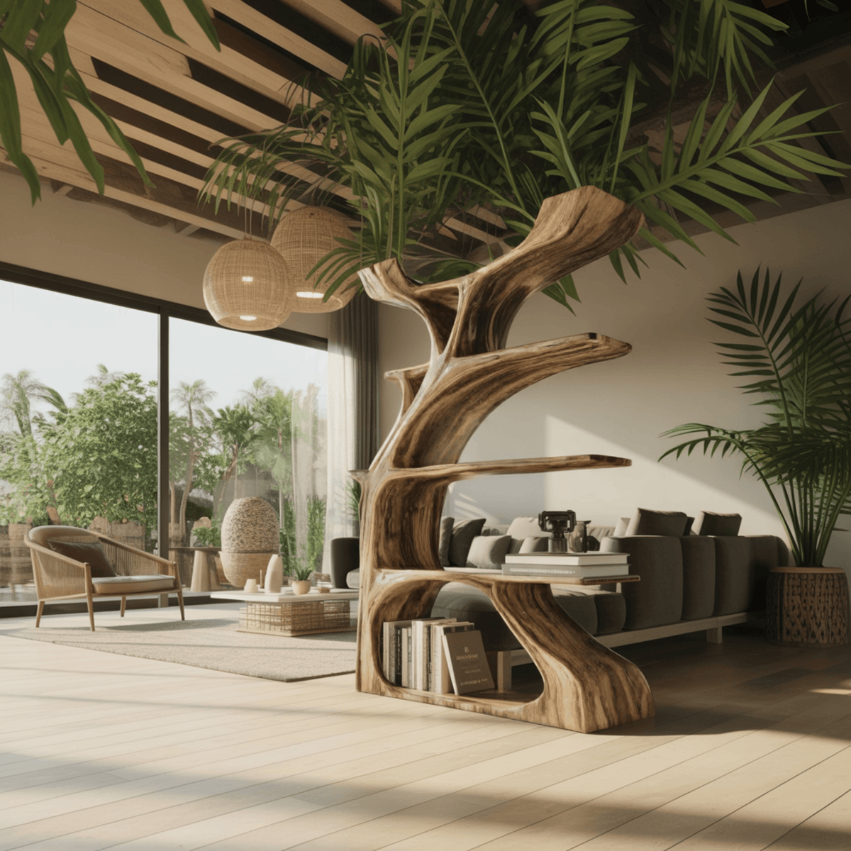 Elara Treeform Solid Wood Bookshelf