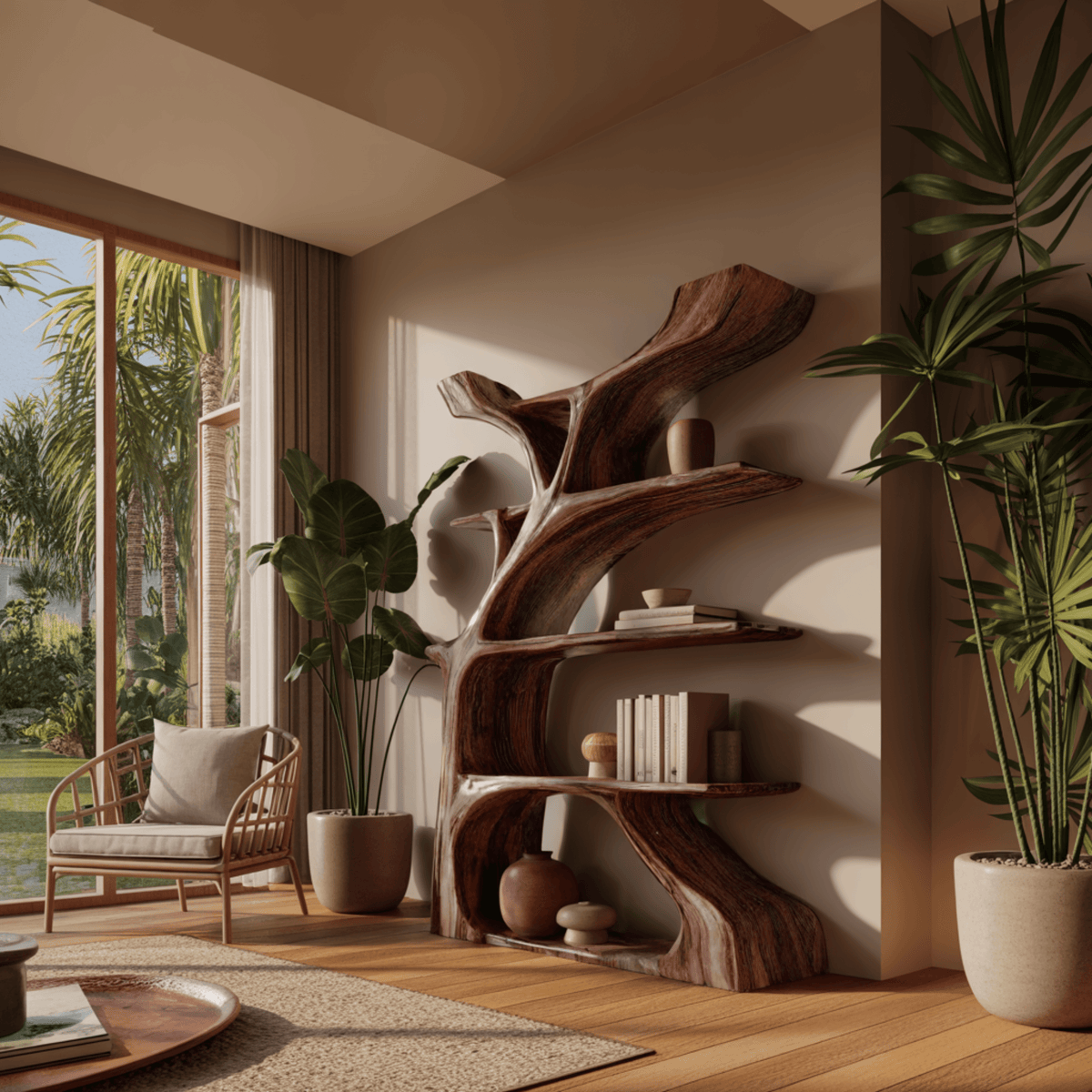 Elara Treeform Solid Wood Bookshelf