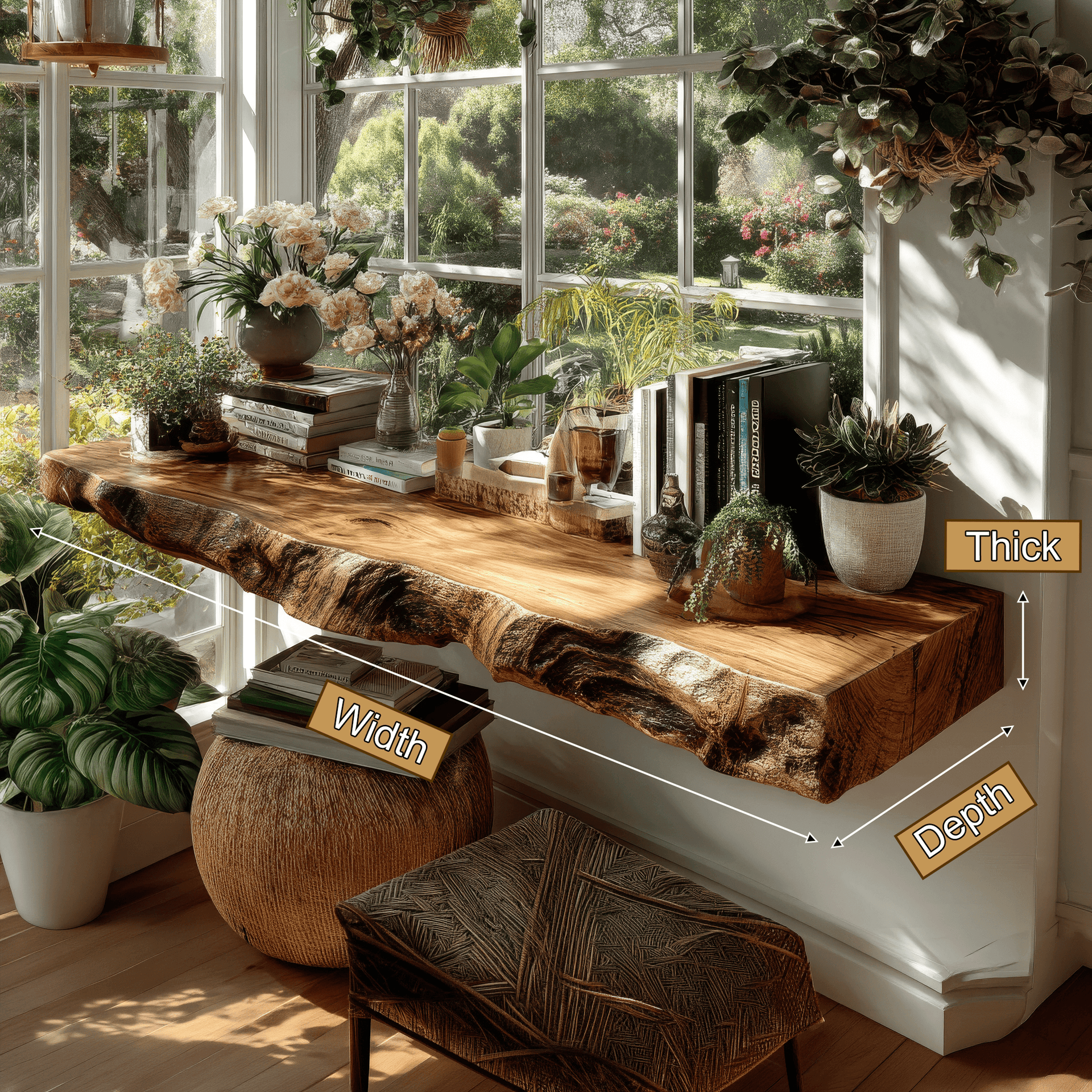 Elarion Live Edge Solid Wood Floating Shelf SPA284713