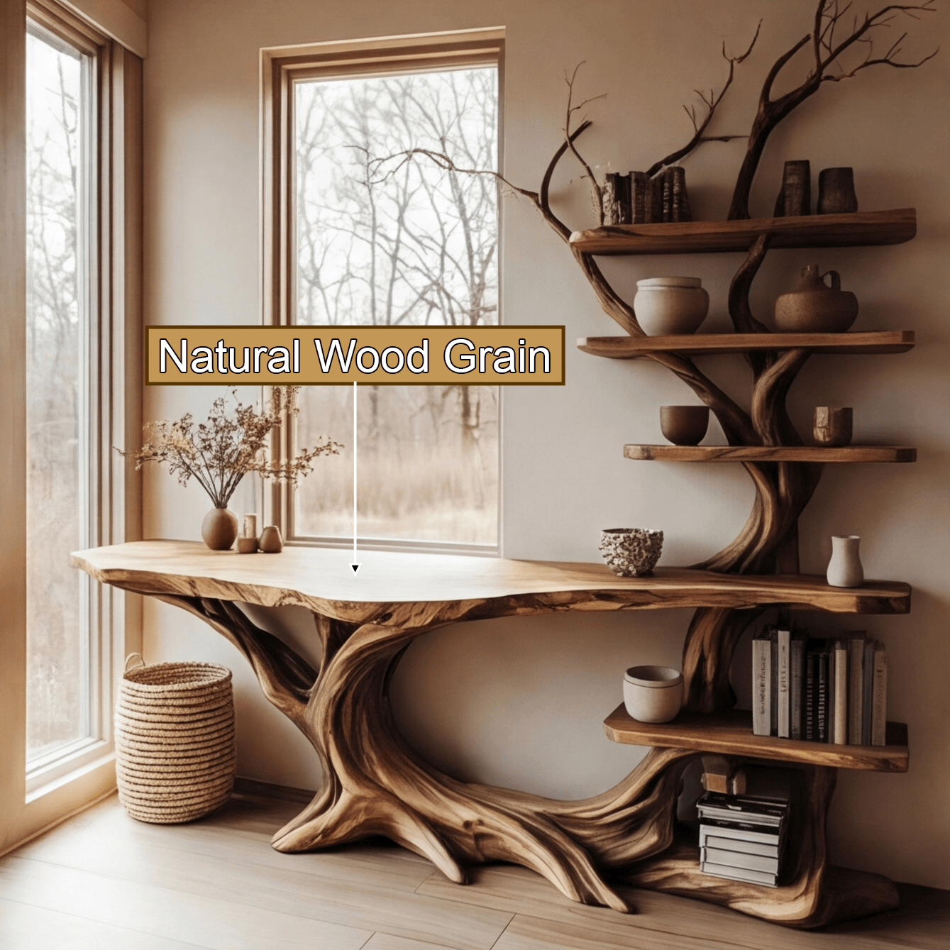 Eldergrove Solid Wood Console Table with Shelves